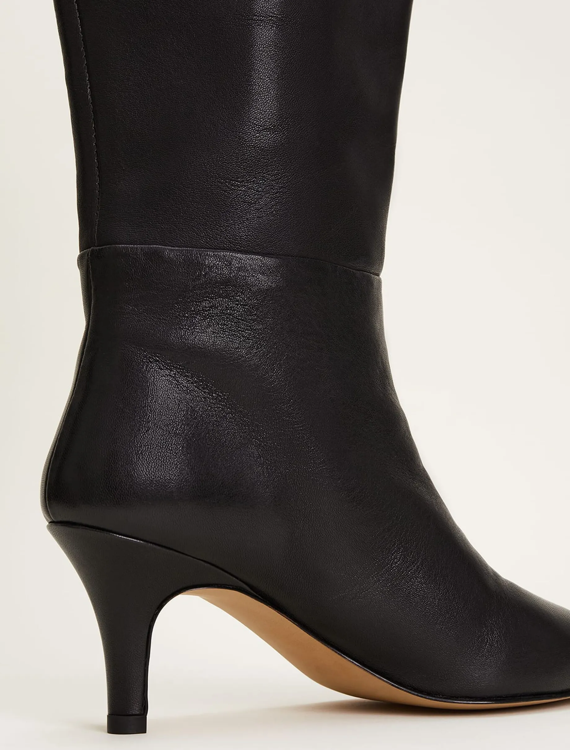 Leather Panelled Knee High Boot
