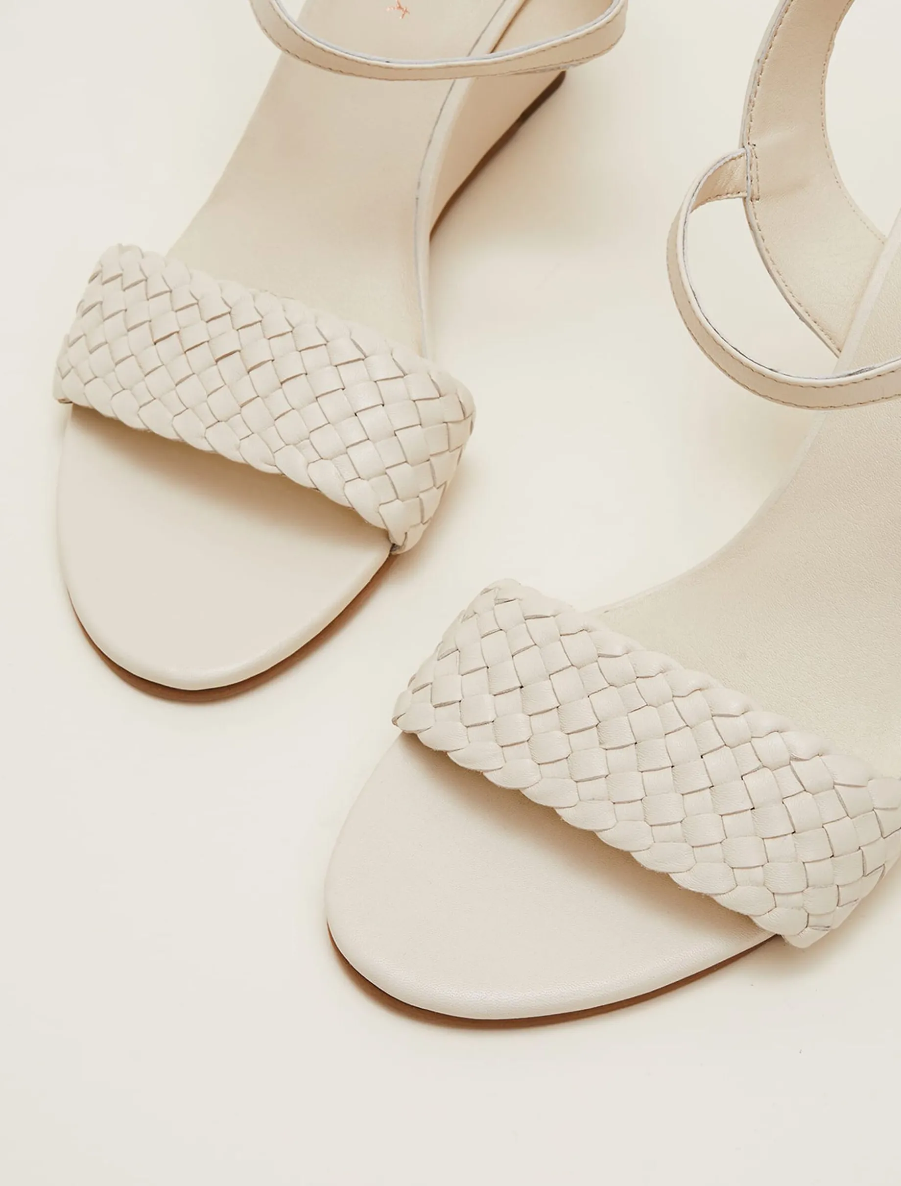 Leather Plait Strap Wedge Shoe