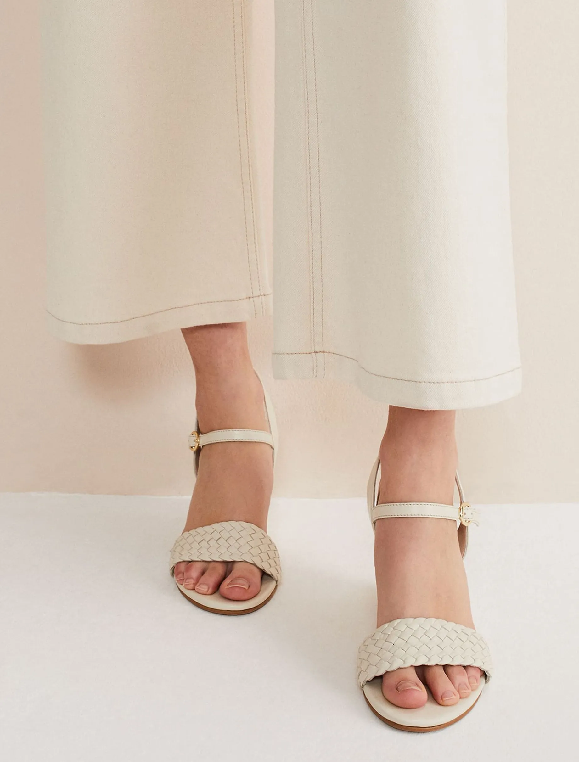 Leather Plait Strap Wedge Shoe