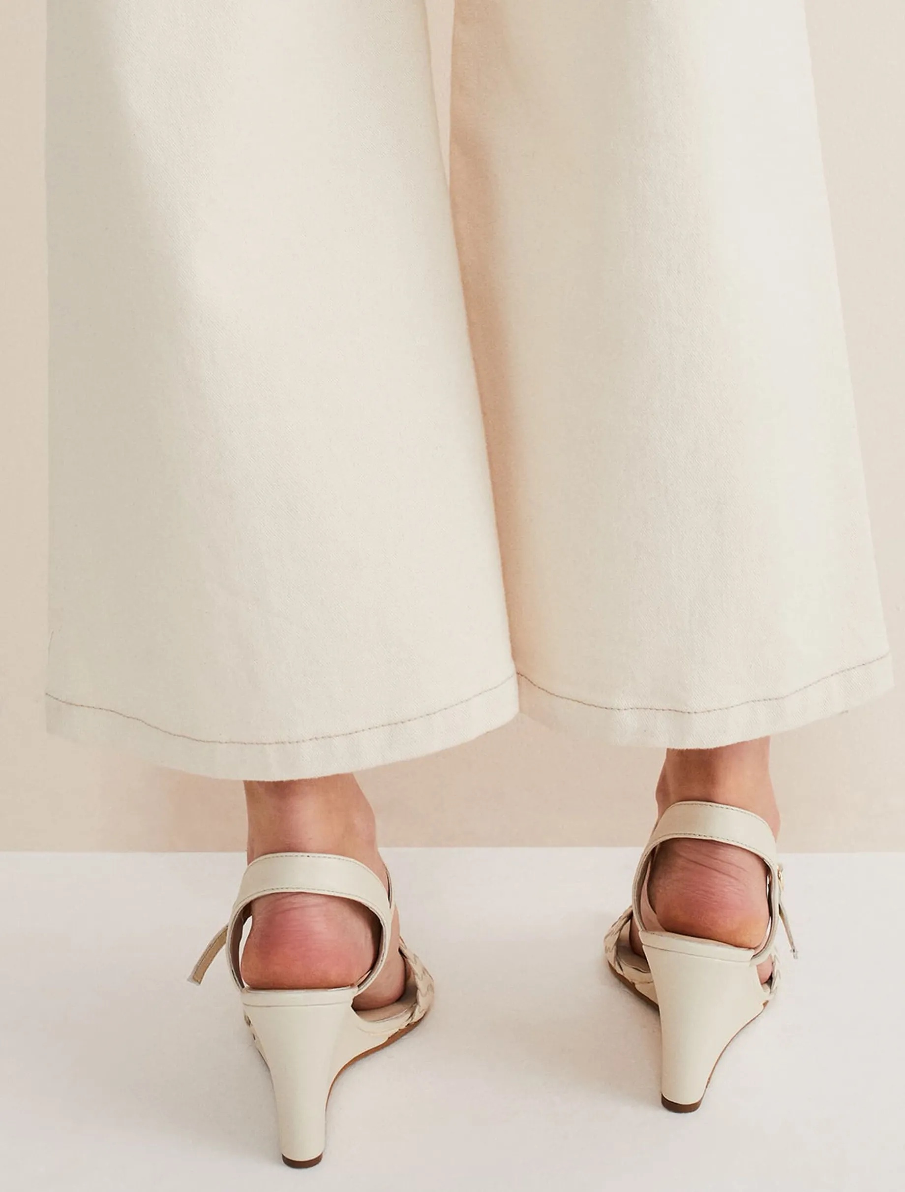 Leather Plait Strap Wedge Shoe