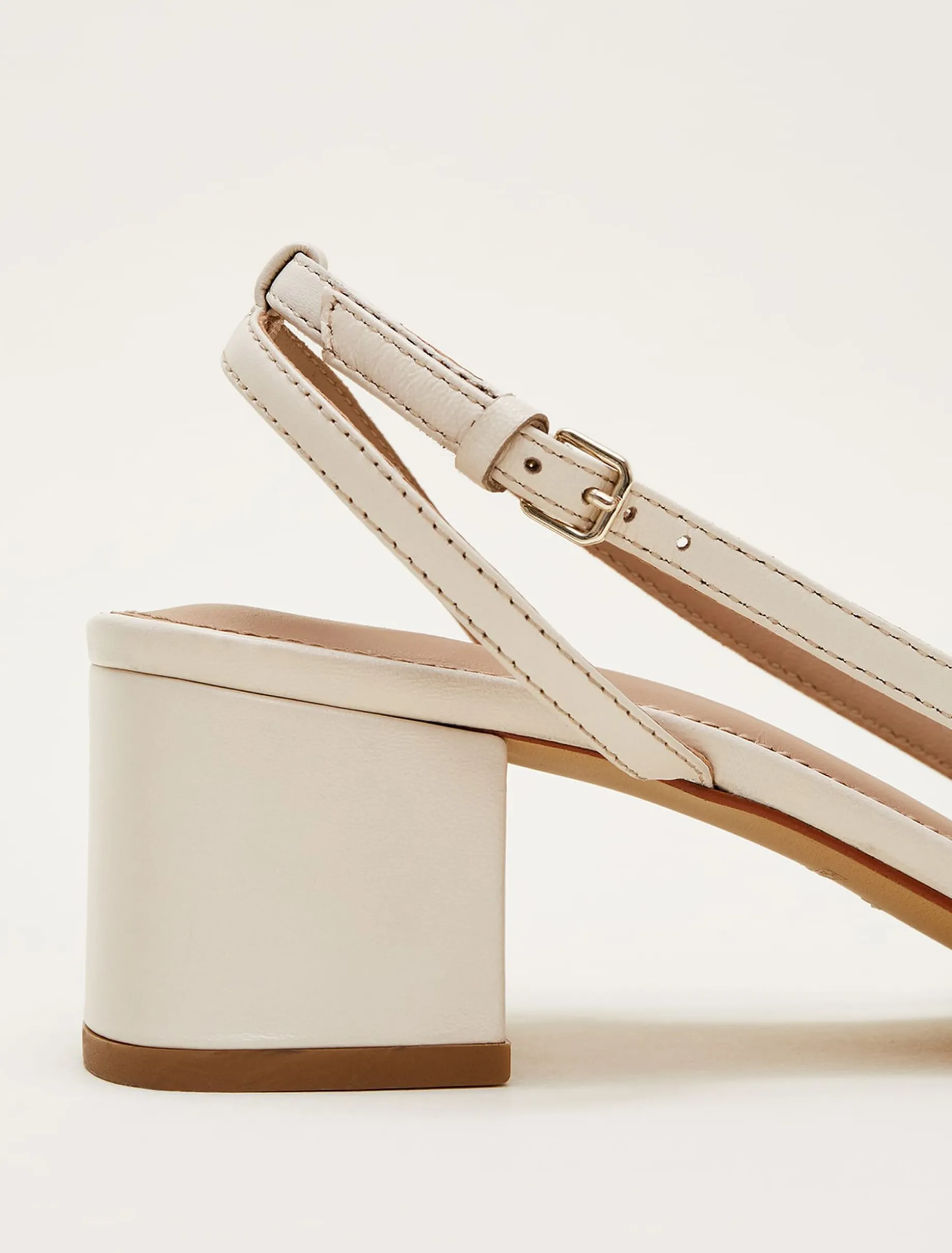 Leather Slingback Block Heel Sandal