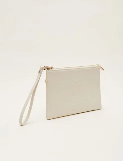 Leather Stitch Detail Clutch Bag