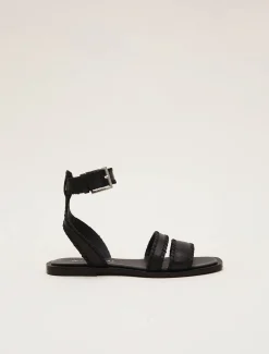 Leather Stitch Detail Flat Sandal