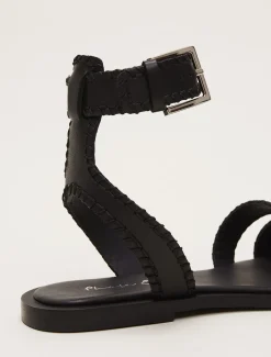 Leather Stitch Detail Flat Sandal