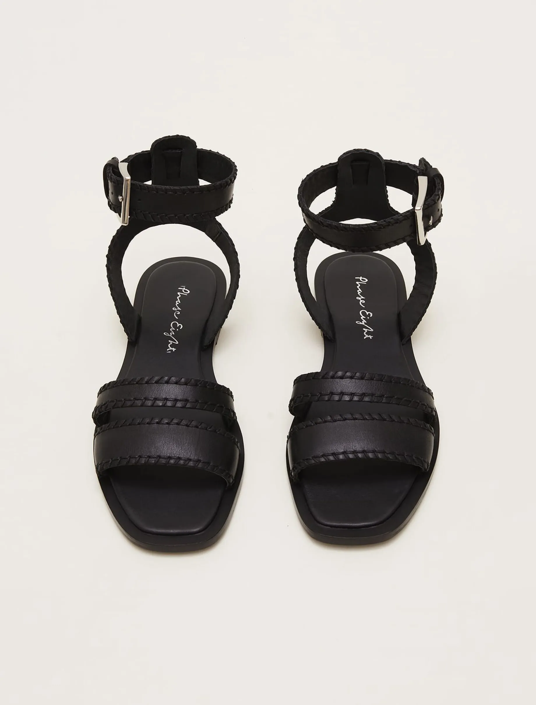 Leather Stitch Detail Flat Sandal