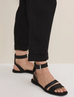 Leather Stitch Detail Flat Sandal