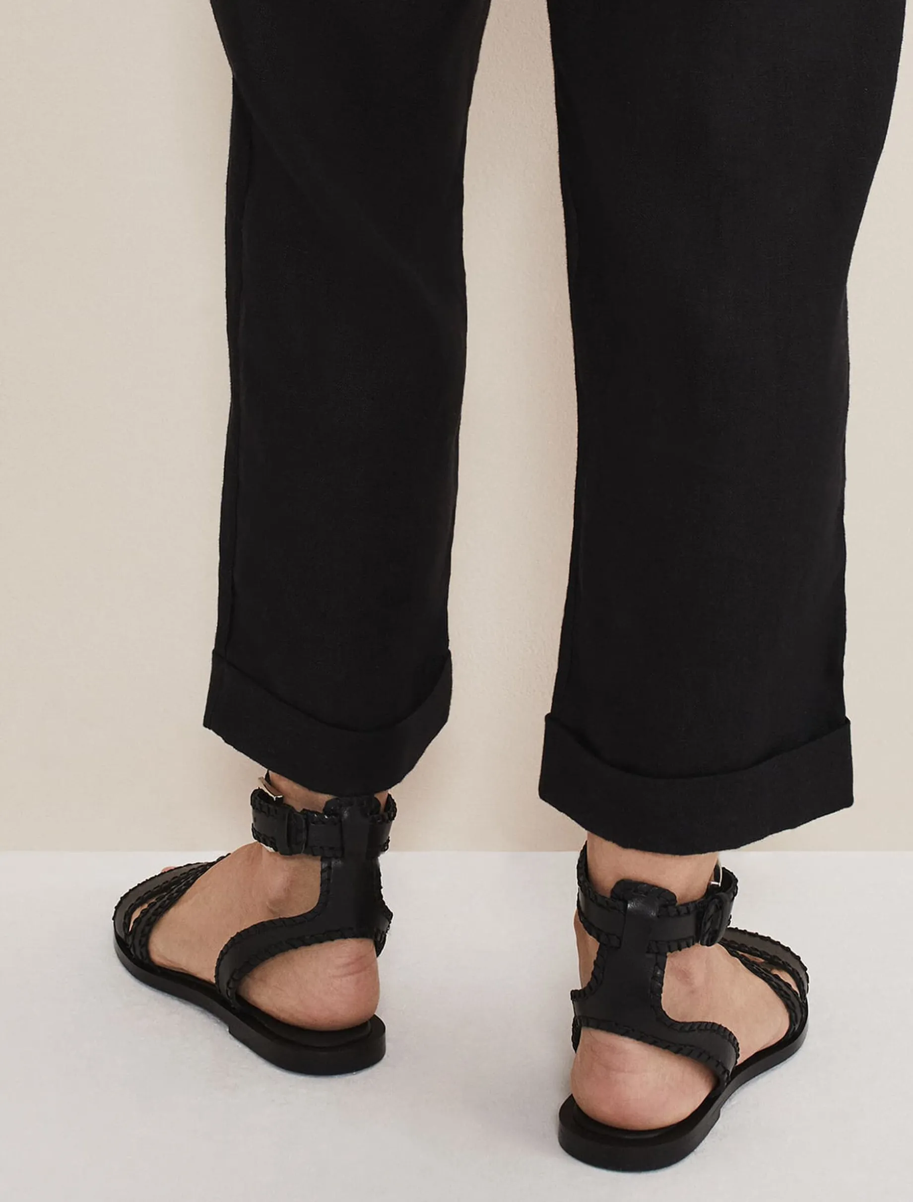 Leather Stitch Detail Flat Sandal