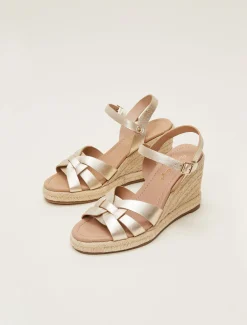 Leather Wedge Espadrilles