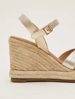 Leather Wedge Espadrilles