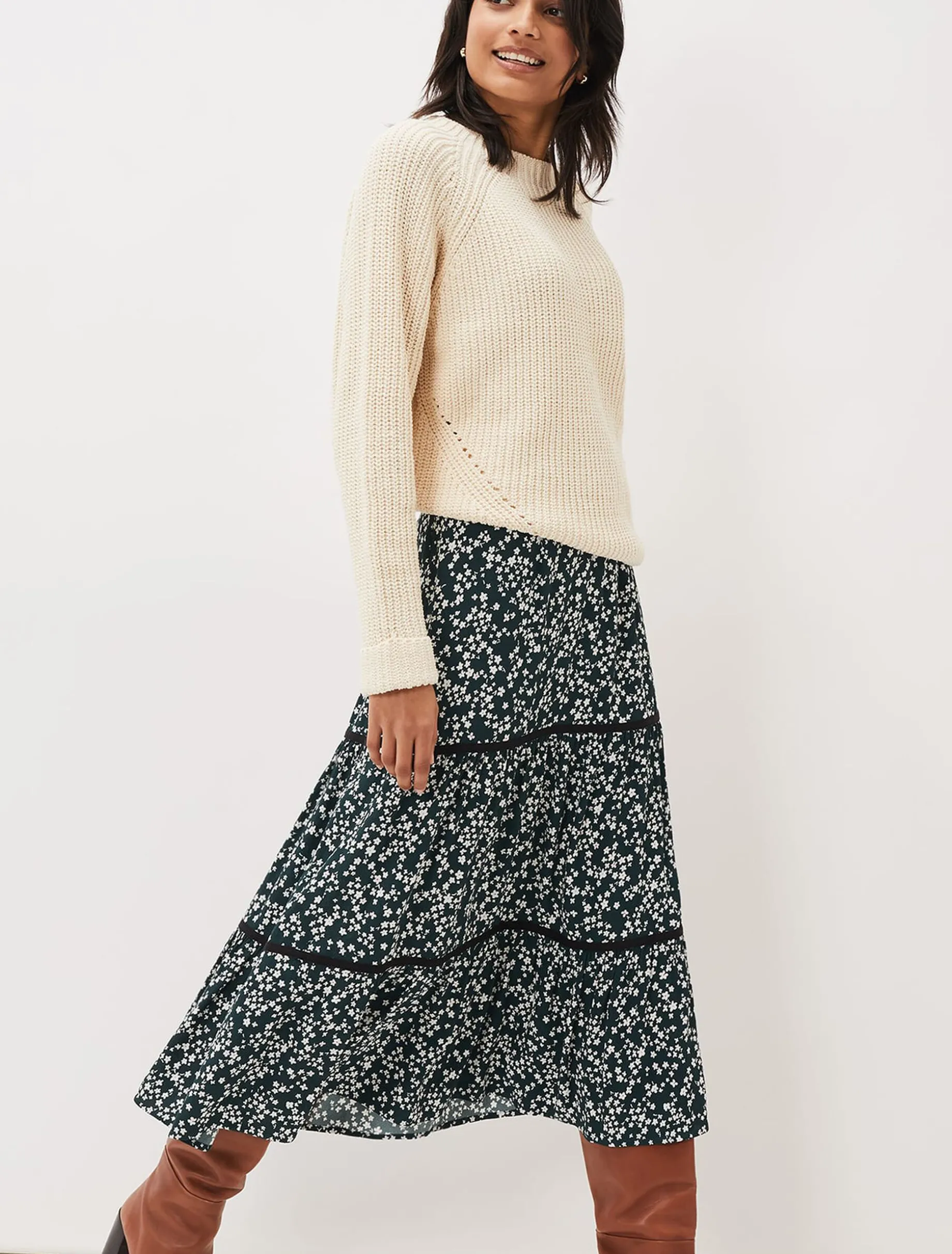 Lennox Ditsy Print Tiered Maxi Skirt