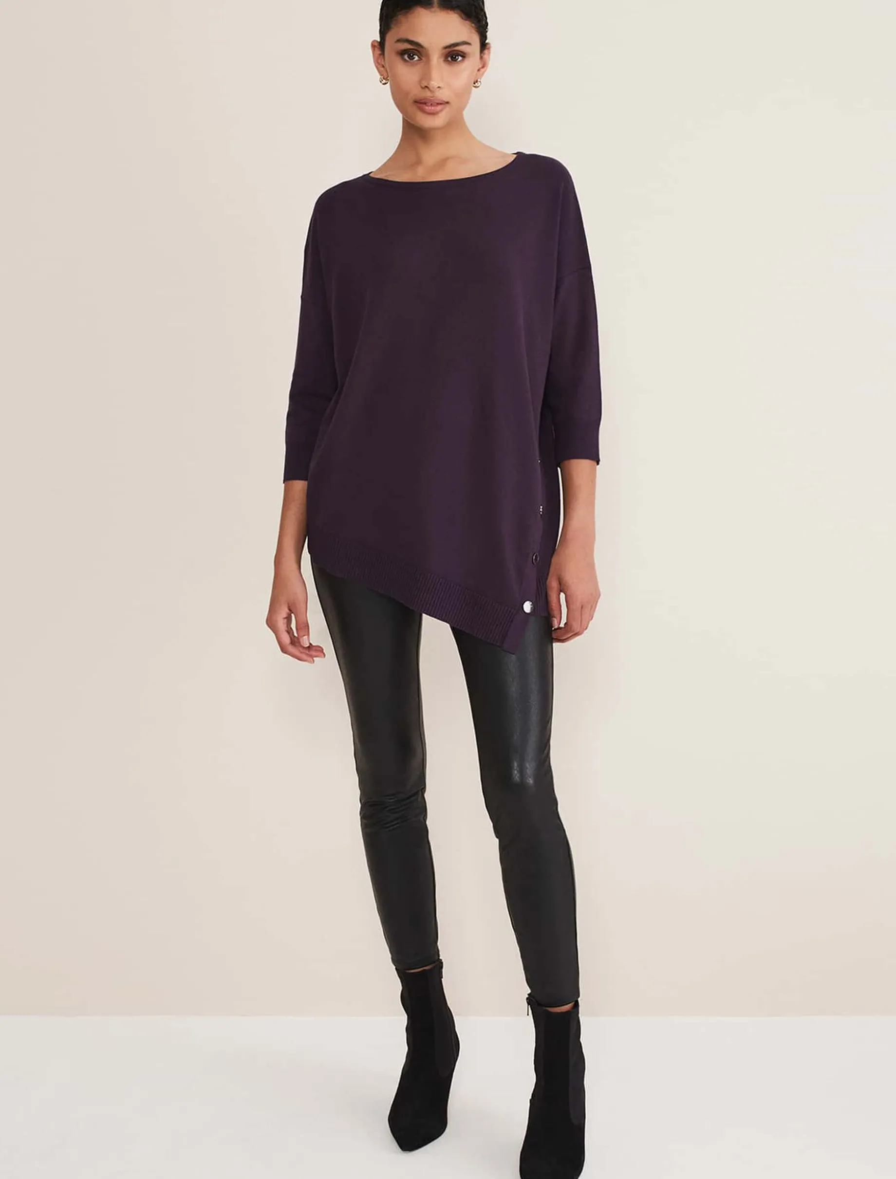 Leoni Asymmetric Button Trim Jumper