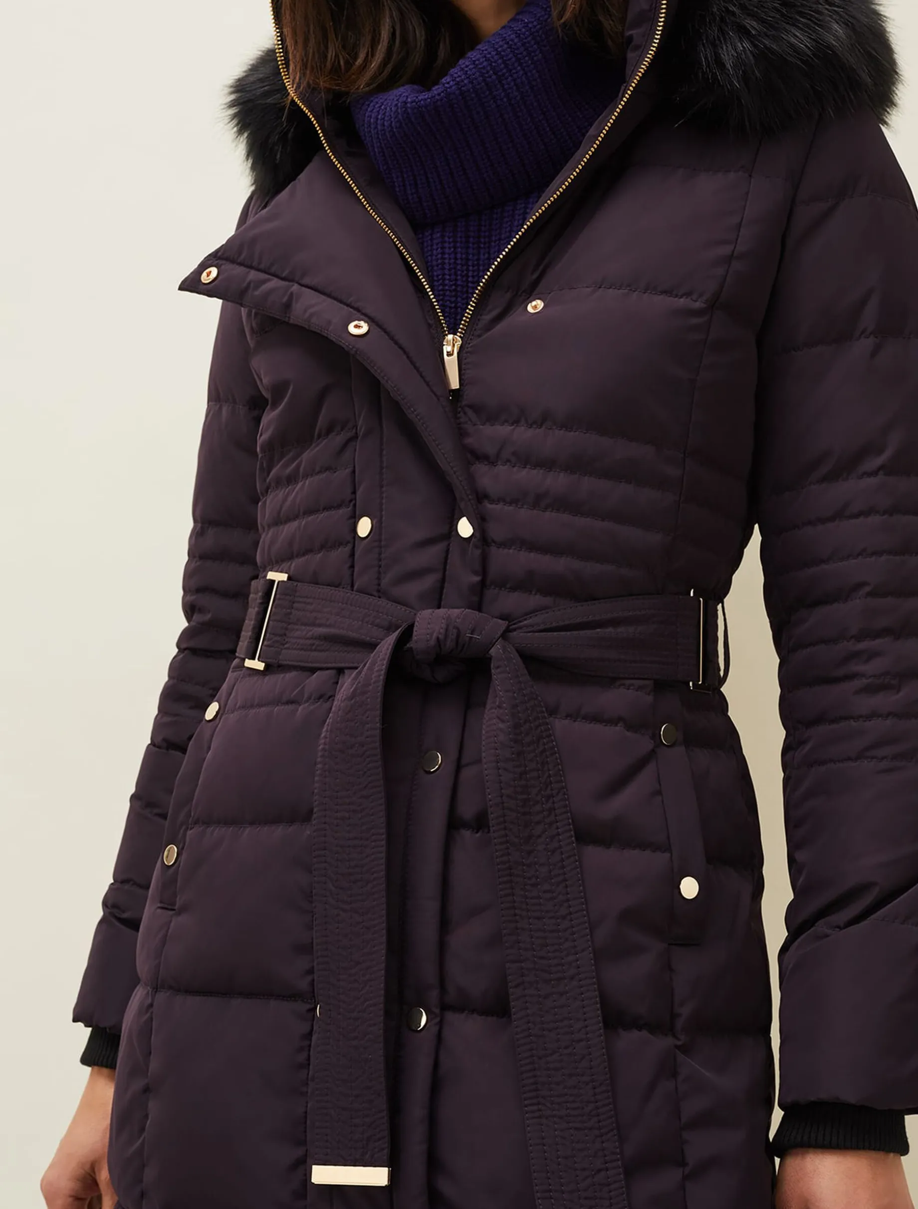 Leonor Tie Belt Midi Puffer Coat