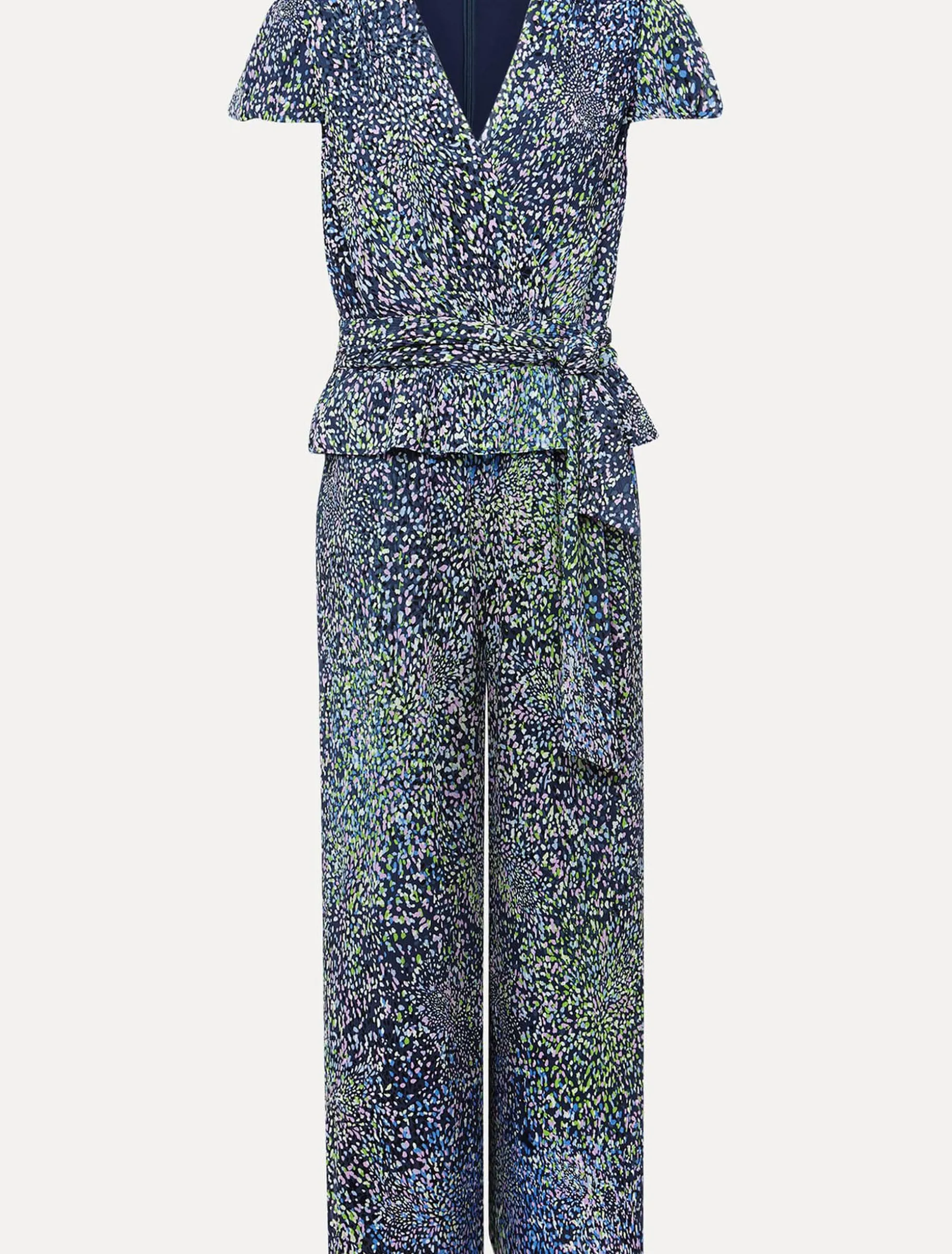 Leora Wrap Printed Plisse Jumpsuit