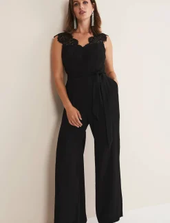 Lia Sleeveless Lace Detail Jumpsuit