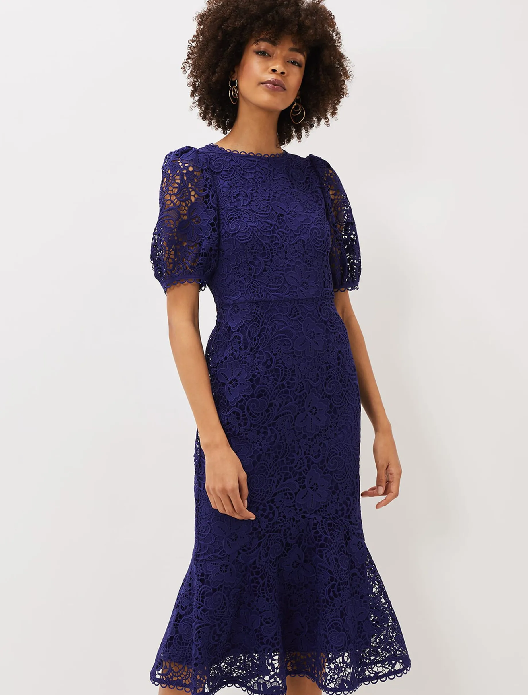 Lidia Guipure Lace Fishtail Dress