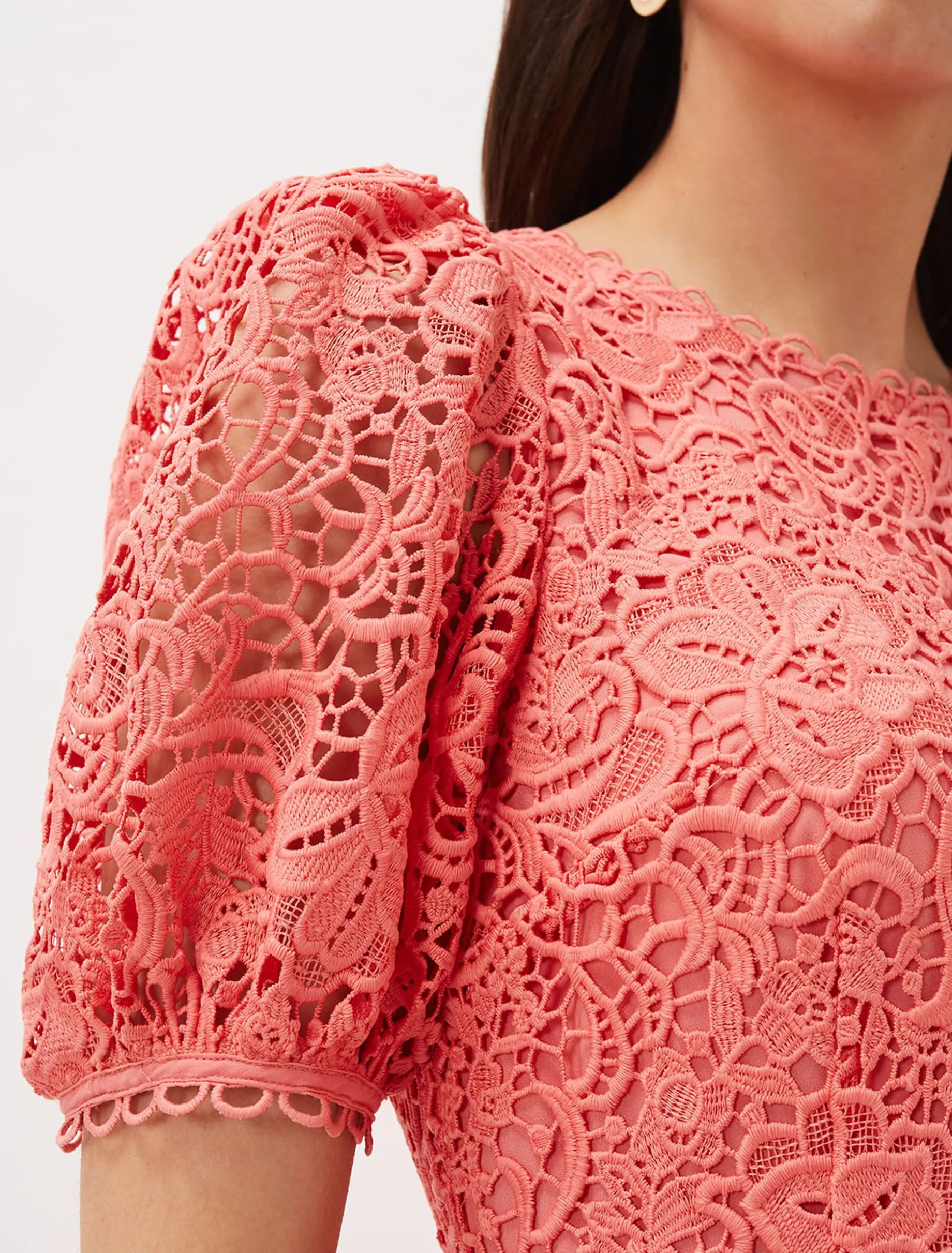 Lidia Guipure Lace Fishtail Dress