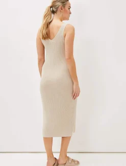 Lindan Ribbed Knit Midi Dress
