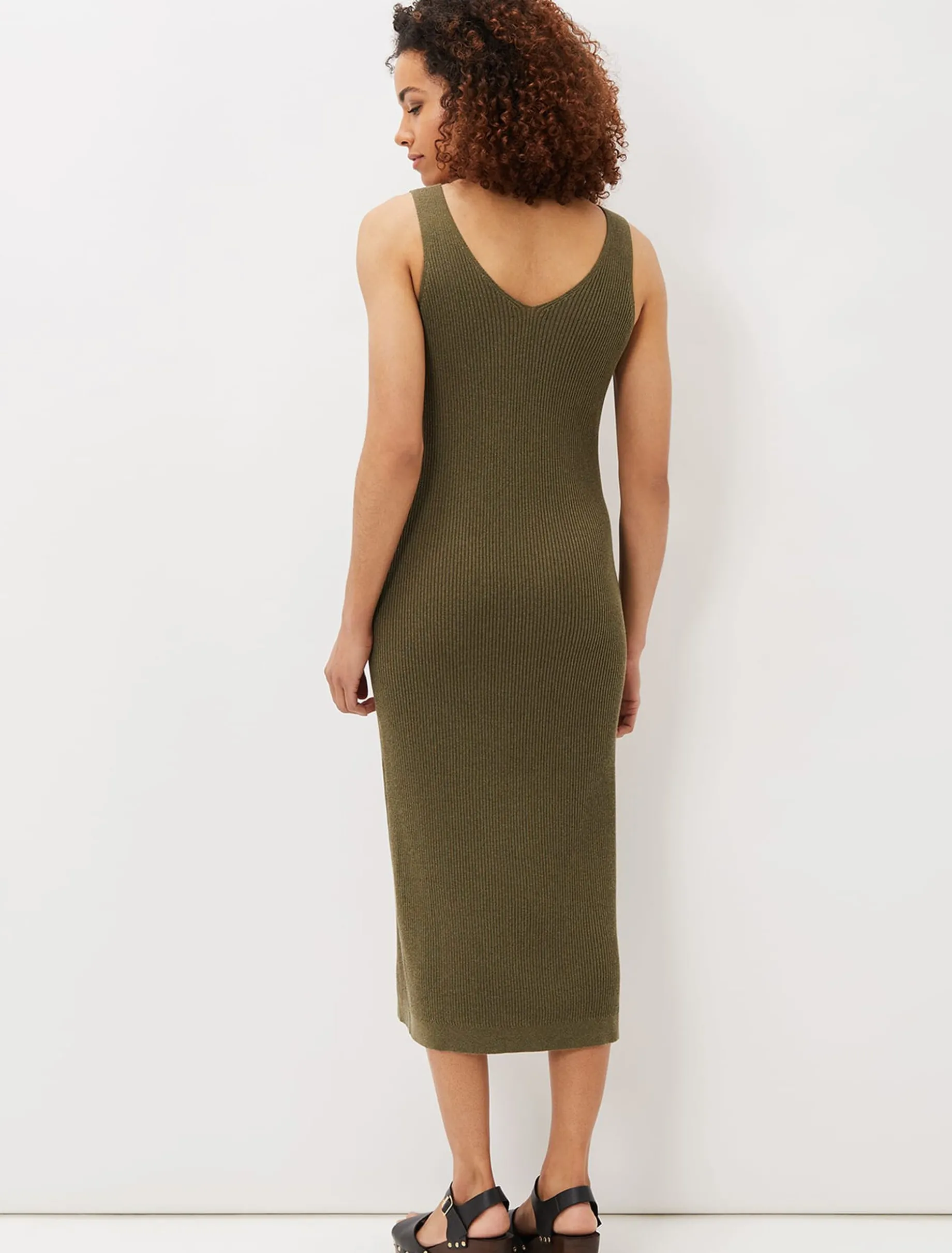 Lindan Ribbed Knit Midi Dress