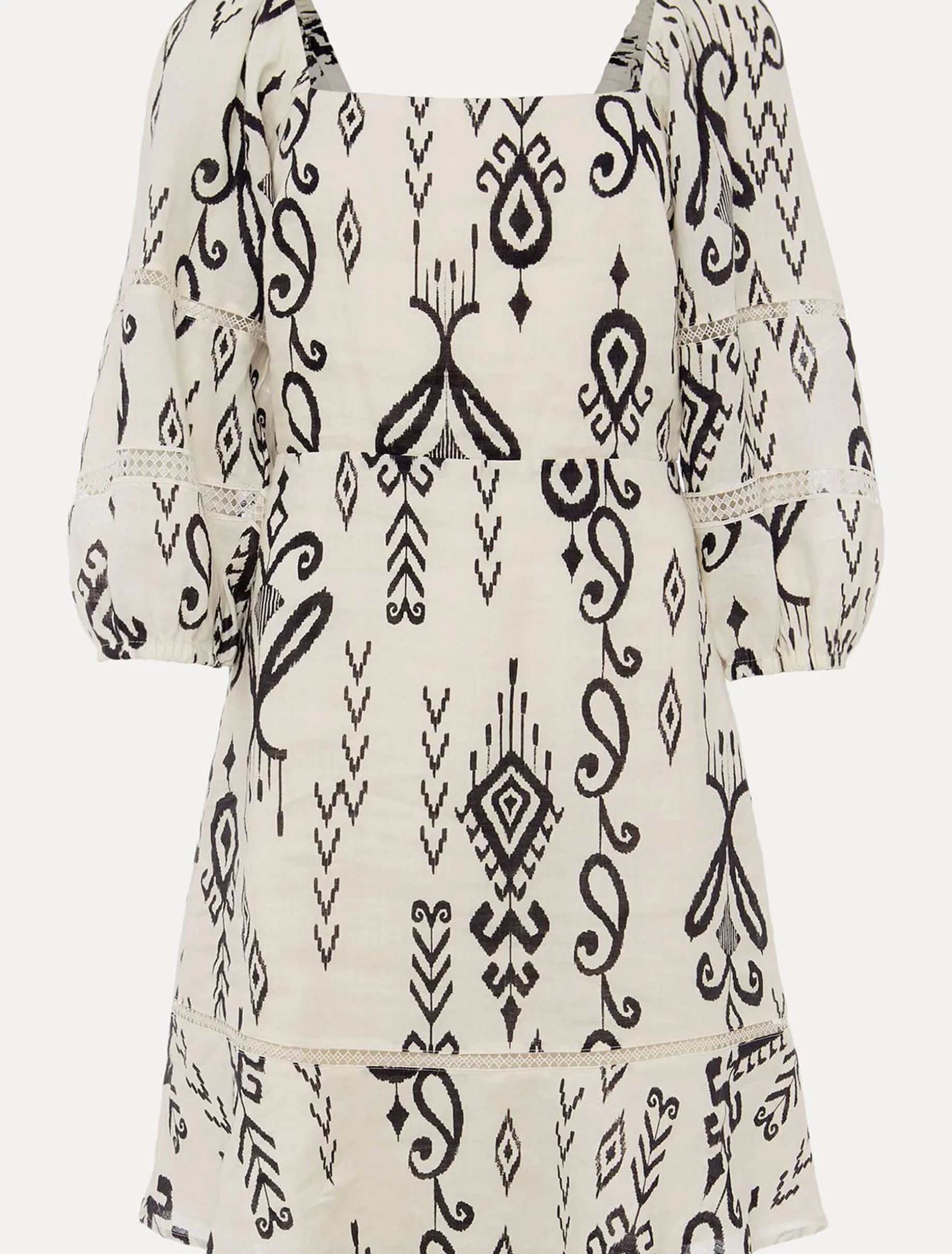 Linen Ikat Print A-Line Dress