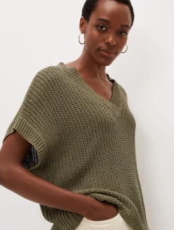 Lizzia V-Neck Chunky Stitch Knit