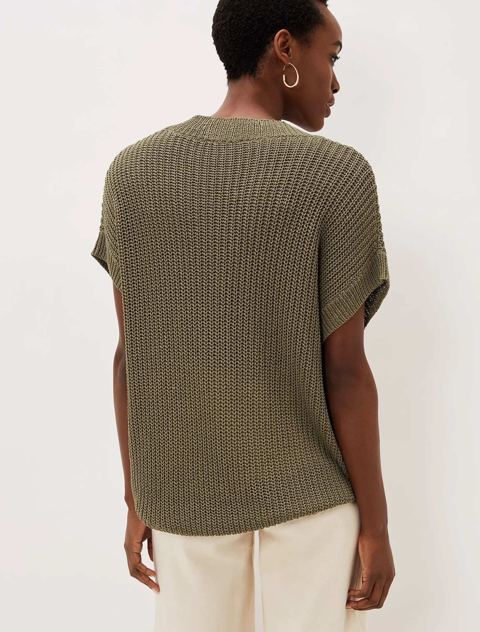 Lizzia V-Neck Chunky Stitch Knit