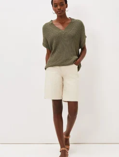 Lizzia V-Neck Chunky Stitch Knit