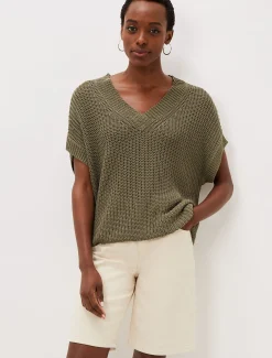 Lizzia V-Neck Chunky Stitch Knit