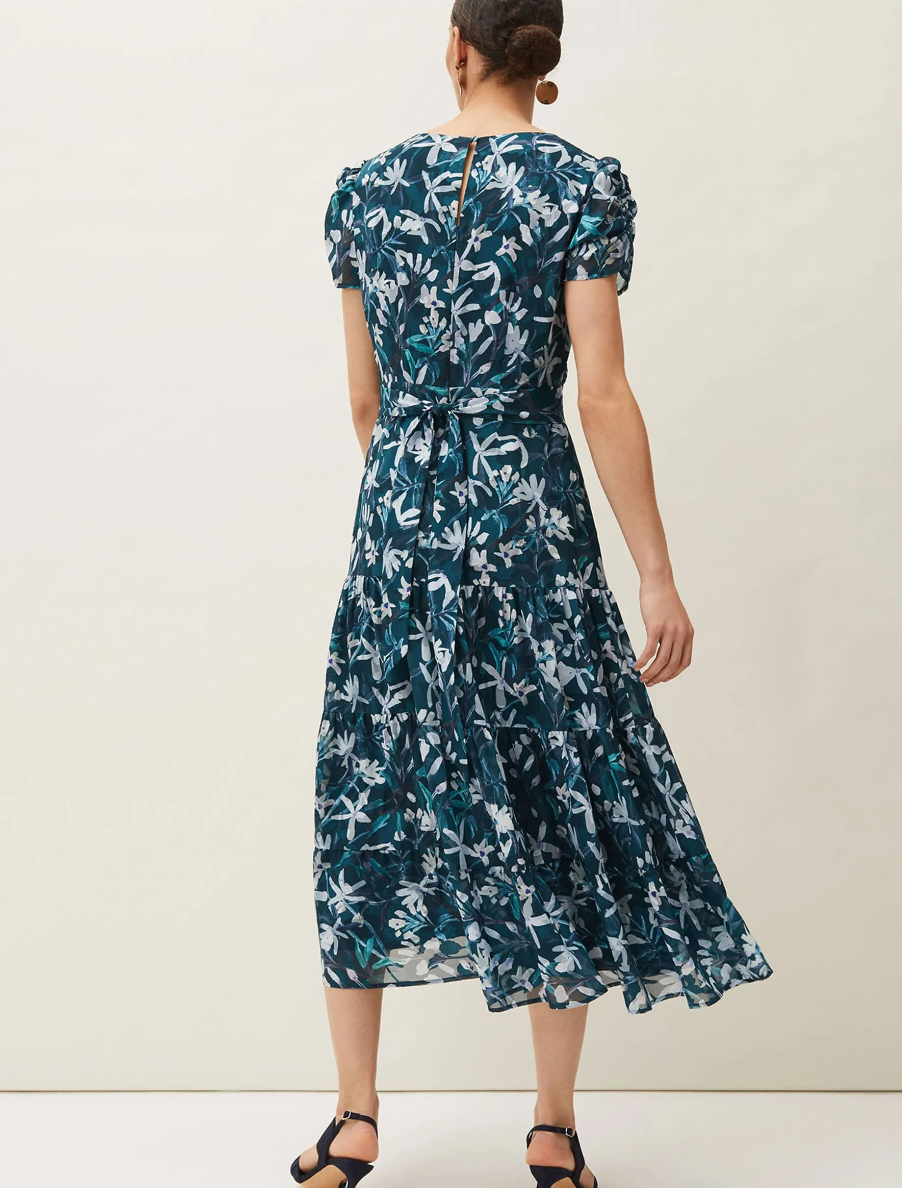Lola Floral Short Sleeved V-Neck Midi Dress