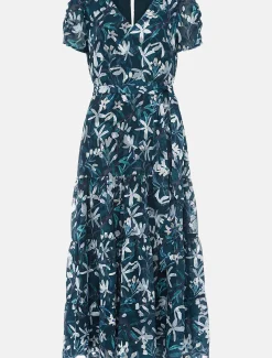 Lola Floral Short Sleeved V-Neck Midi Dress