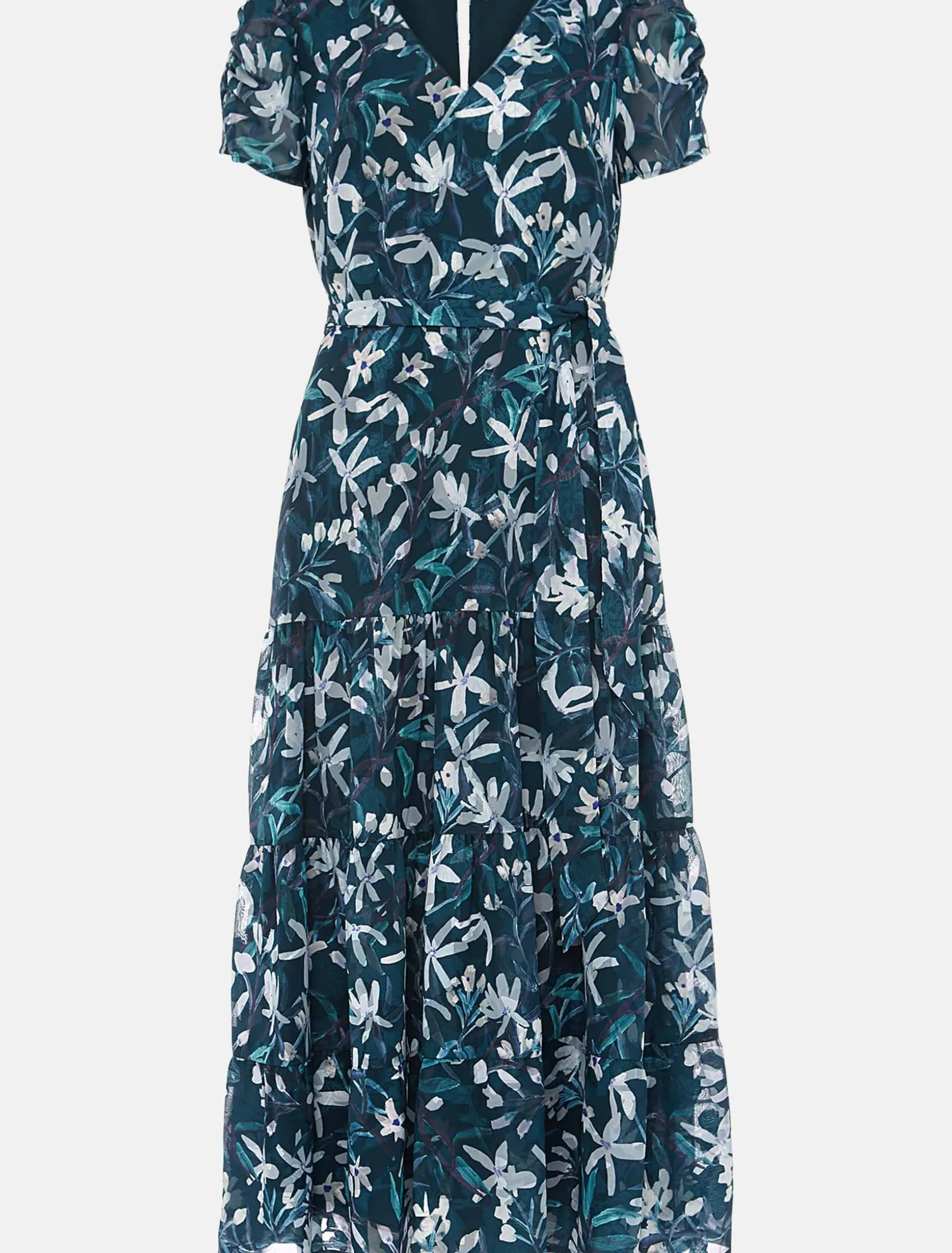 Lola Floral Short Sleeved V-Neck Midi Dress