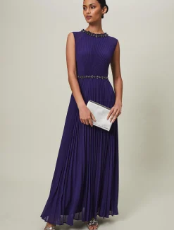 Louisa Pleat Beaded Maxi Dress
