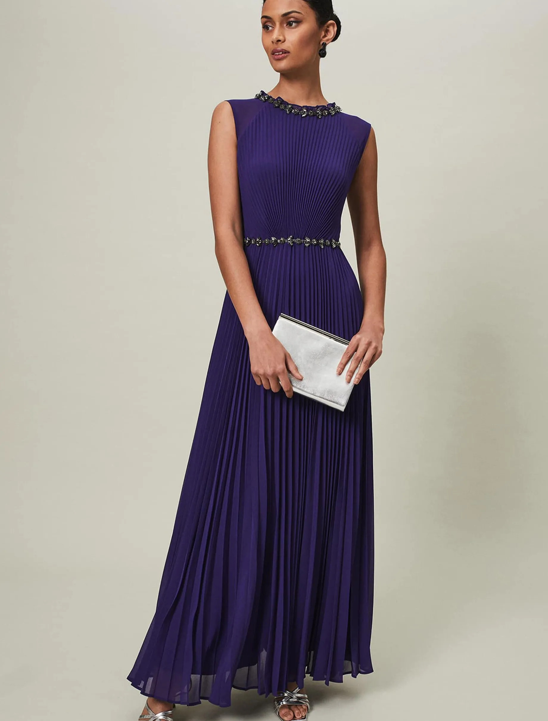 Louisa Pleat Beaded Maxi Dress