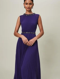 Louisa Pleat Beaded Maxi Dress