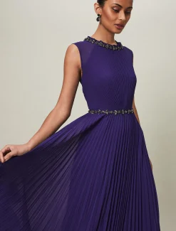 Louisa Pleat Beaded Maxi Dress