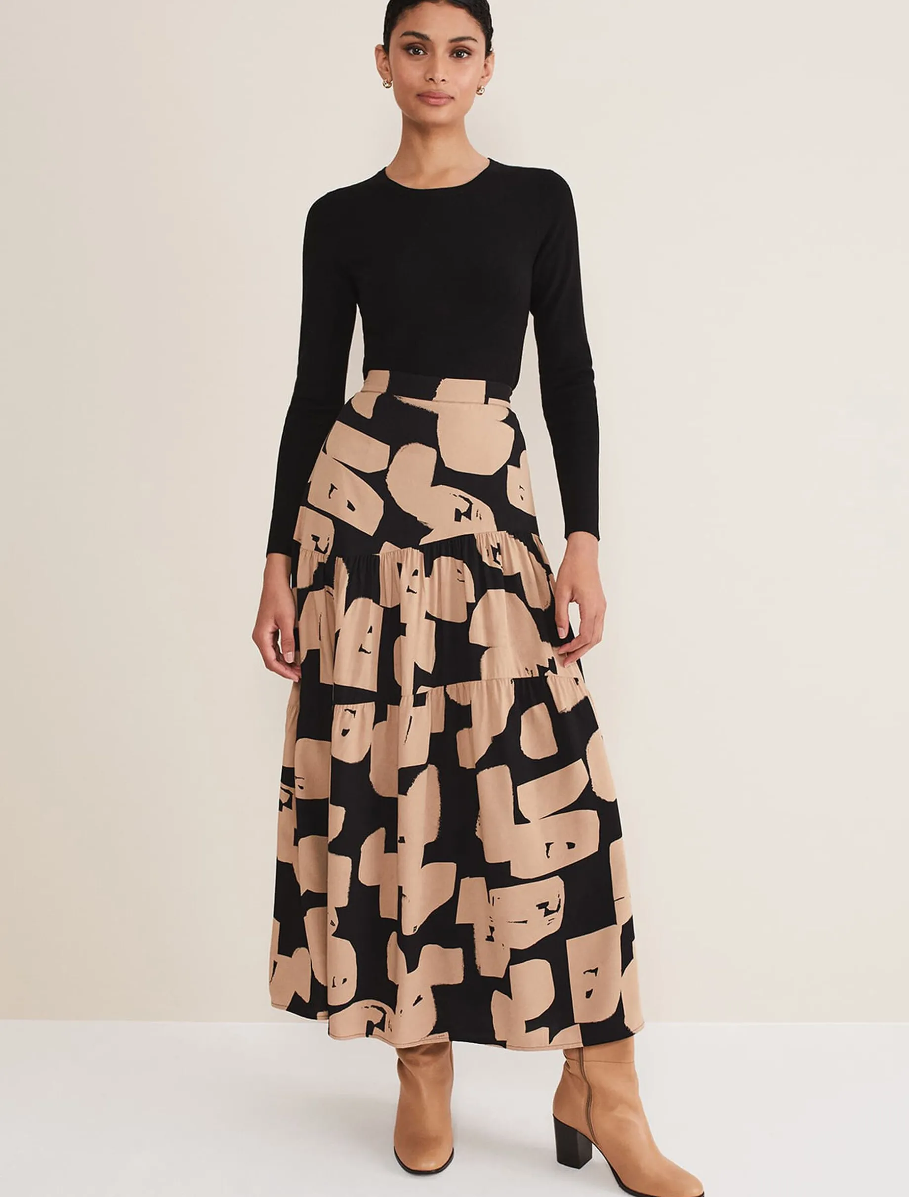 Luana Geo Print Midi Skirt