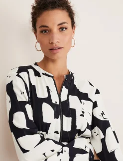 Luana Geo Zip Front Midi Dress