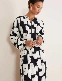 Luana Geo Zip Front Midi Dress