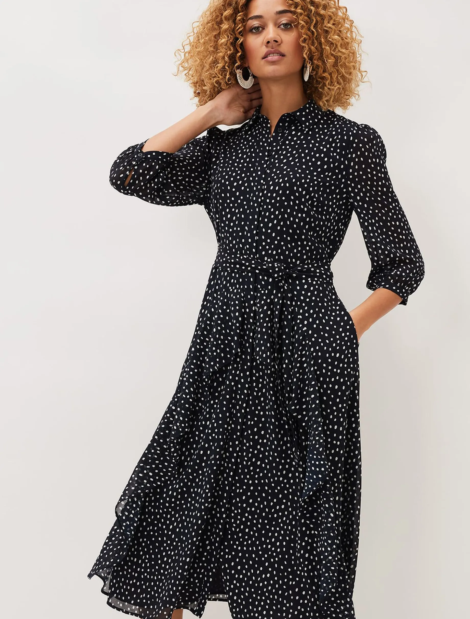 Luciana Spot Print Midi Dress