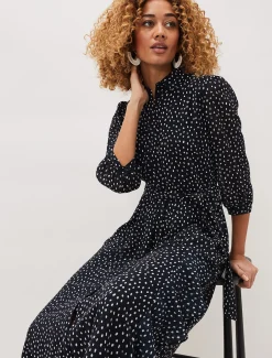 Luciana Spot Print Midi Dress
