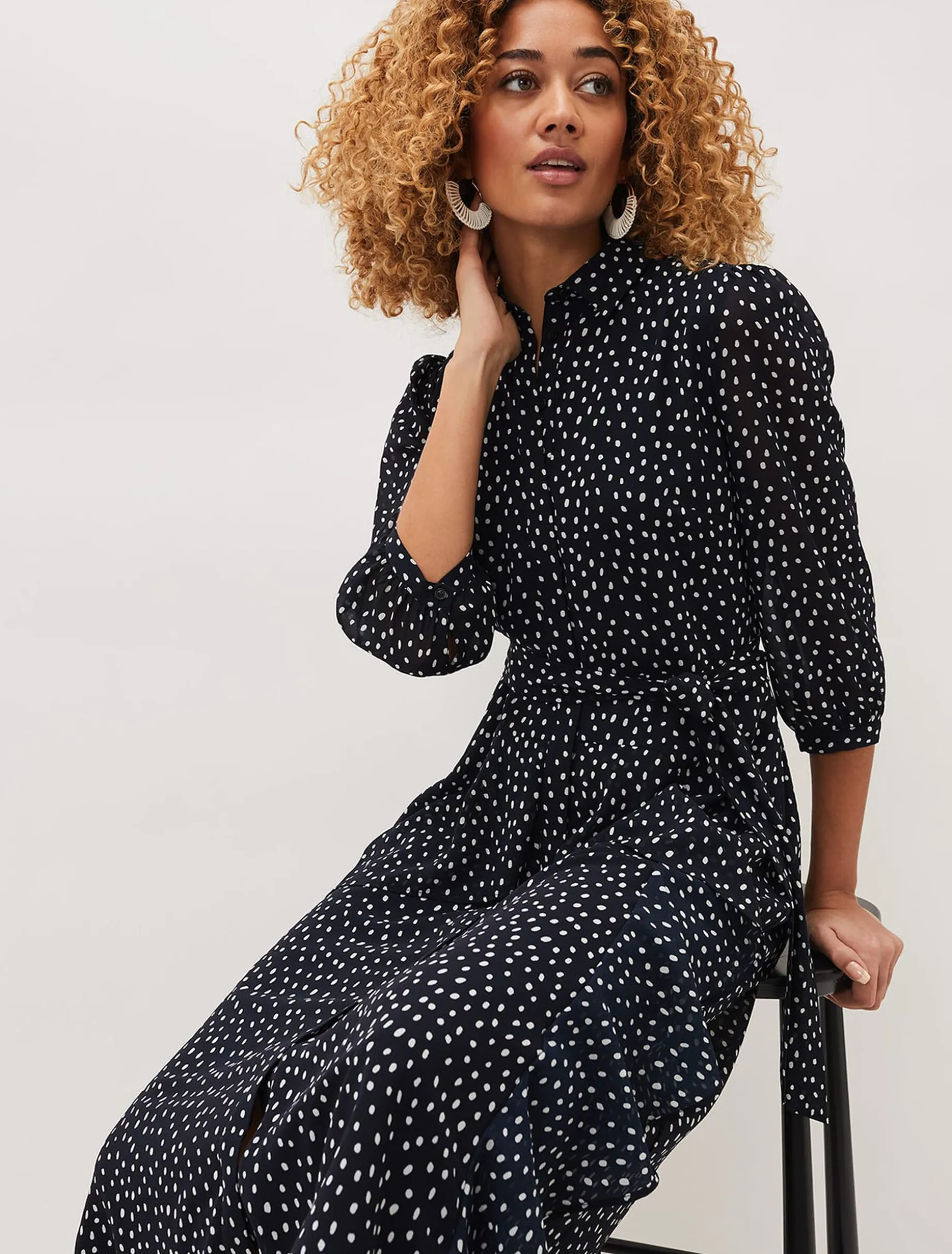 Luciana Spot Print Midi Dress