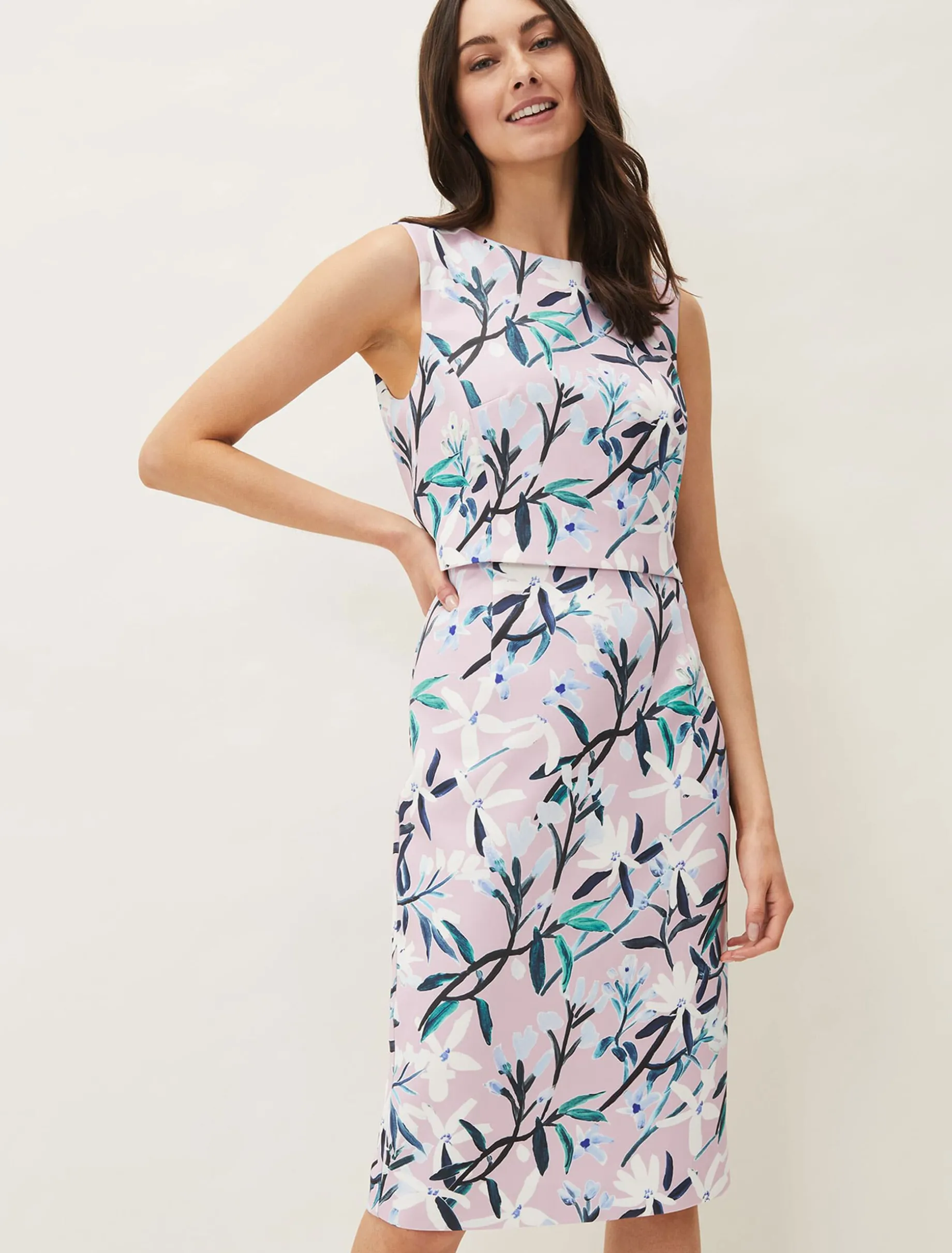 Magnolia Floral Sleeveless Scuba Dress