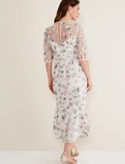 Maia Floral Embroidered Midi Dress