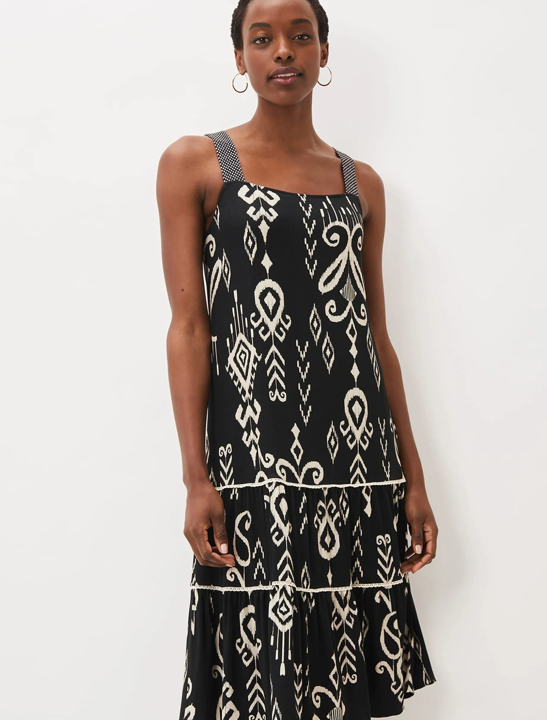 Malaya Ikat Print Midi Dress