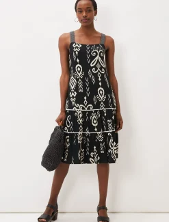 Malaya Ikat Print Midi Dress