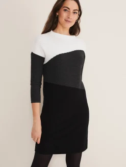 Mali Textured Stitch Colourblock Dress