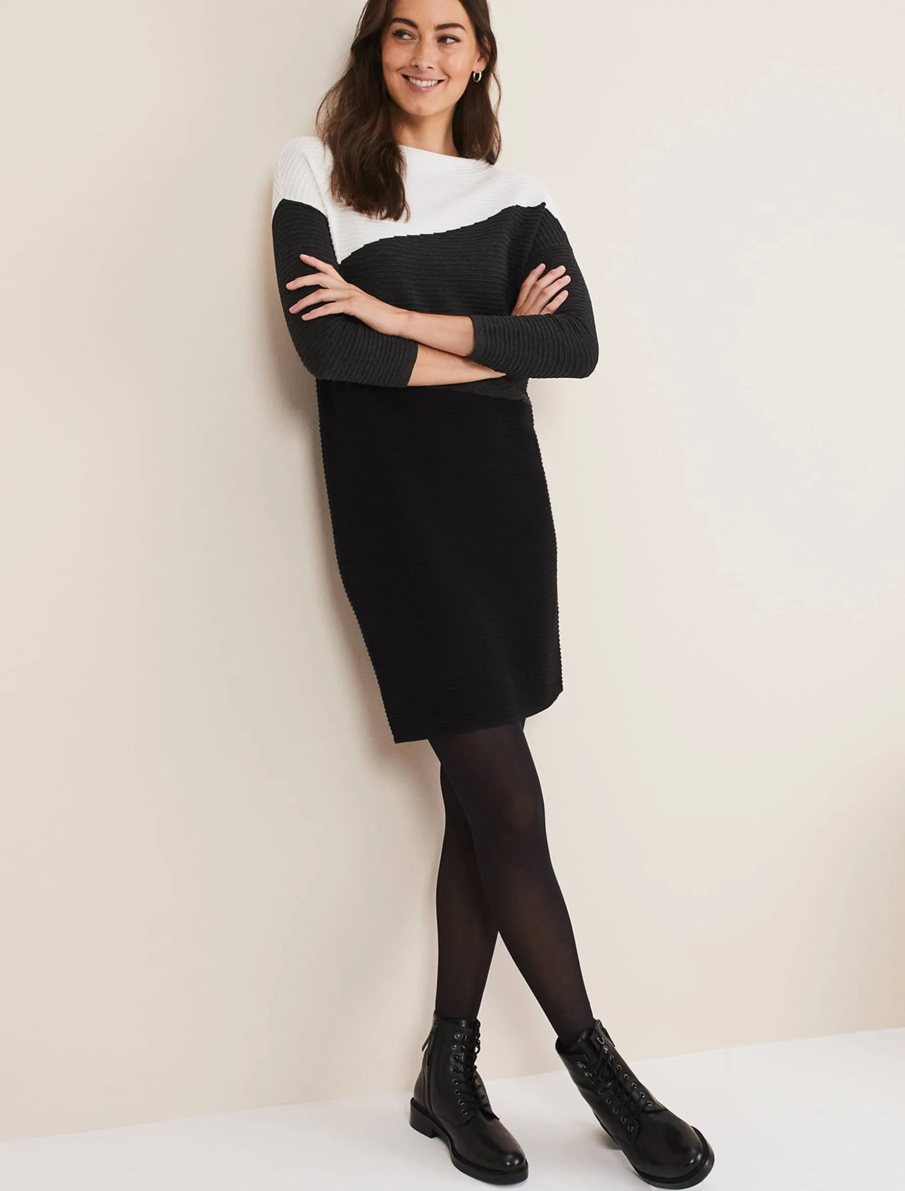 Mali Textured Stitch Colourblock Dress