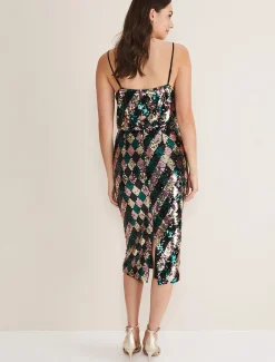 Mari Diamond Sequin Midi Skirt Co-Ord