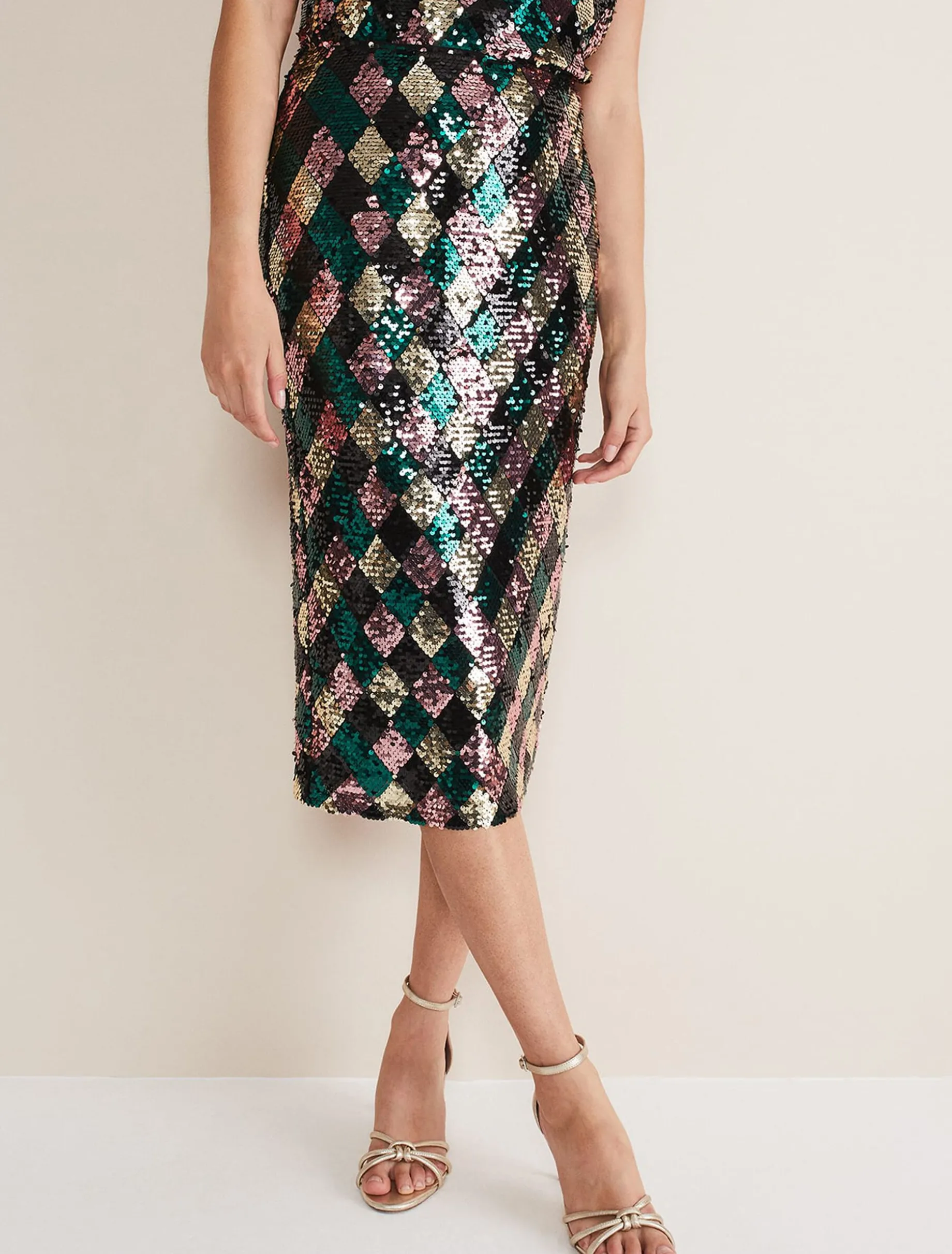 Mari Diamond Sequin Midi Skirt Co-Ord