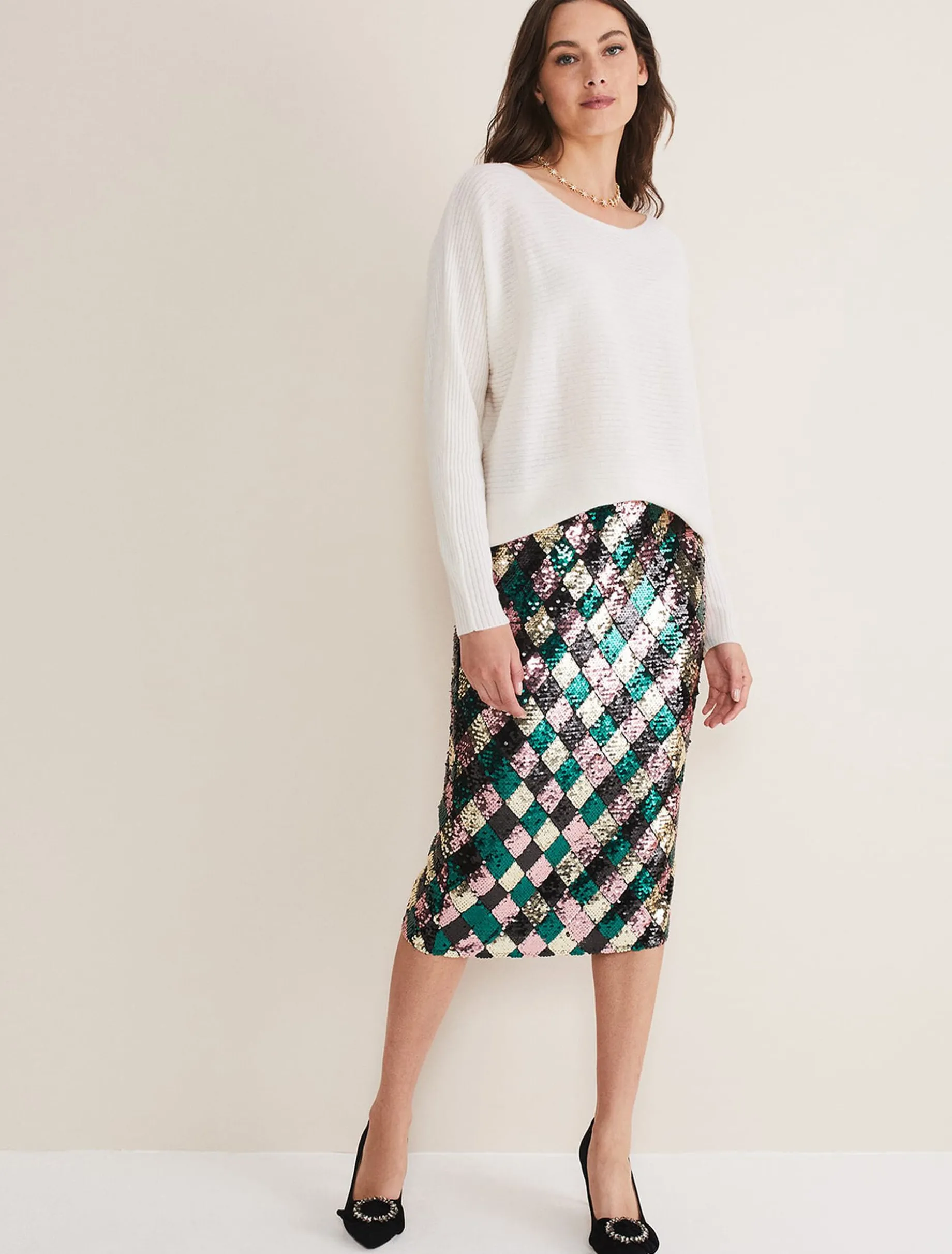 Mari Diamond Sequin Midi Skirt Co-Ord
