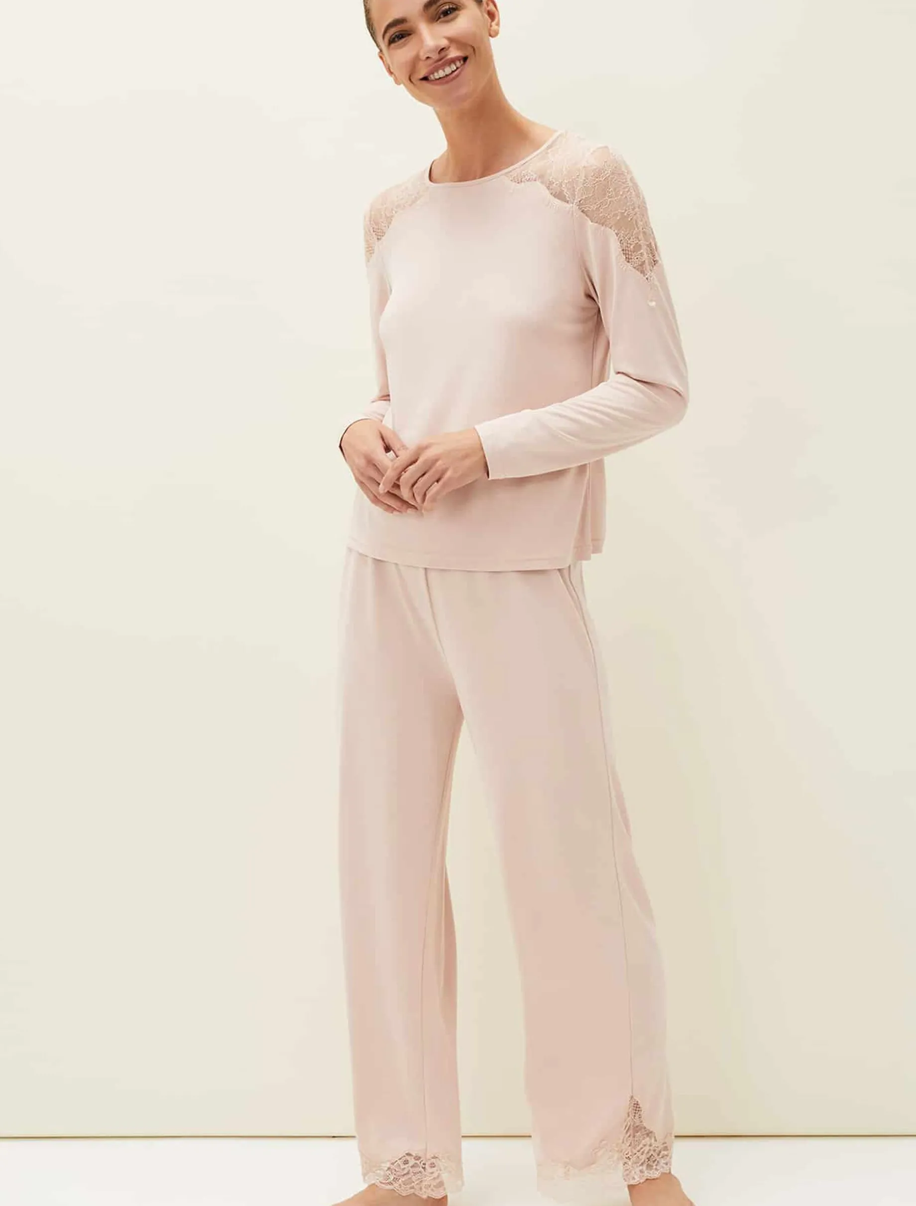 Marlie Lace Long Sleeved Pyjama Top